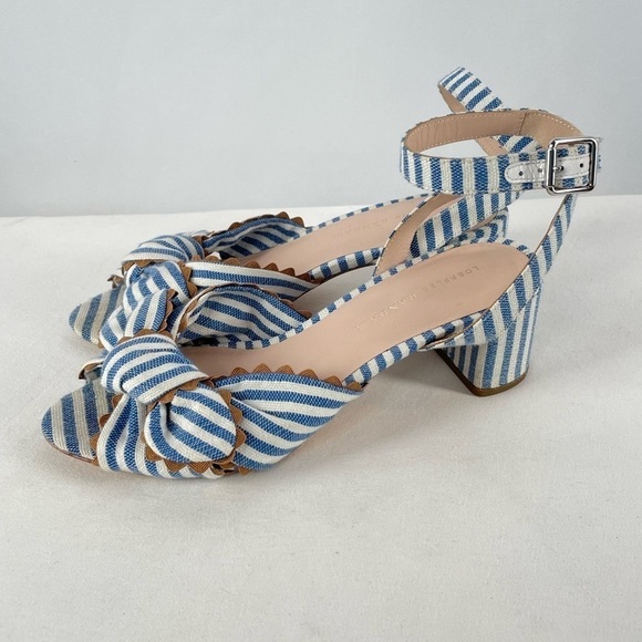 Loeffler Randall Jill Knotted Striped Sandal in Blue White Size 7 - Picture 3 of 8